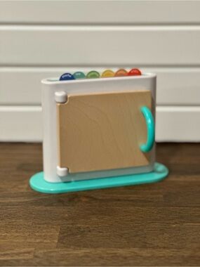 LOVEVERY Colorful Kids Learning Flip Board - Teal & Natural Wood